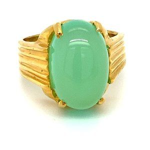 Green Cats Eye Calcite 11.25ct Solid 18K Gold Ring